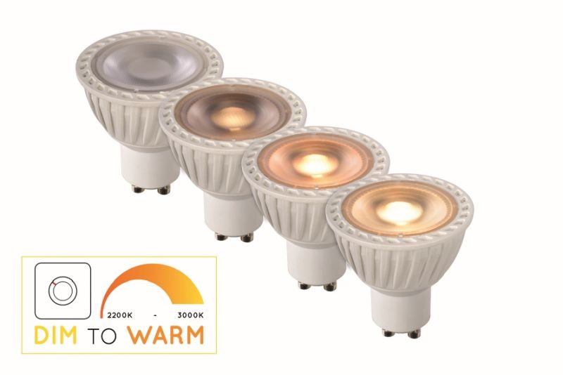 Lucide MR16 - LED žiarovka - Ø 5 cm - LED Dim to warm - GU10 - 1x5W 2200K/3000K - White